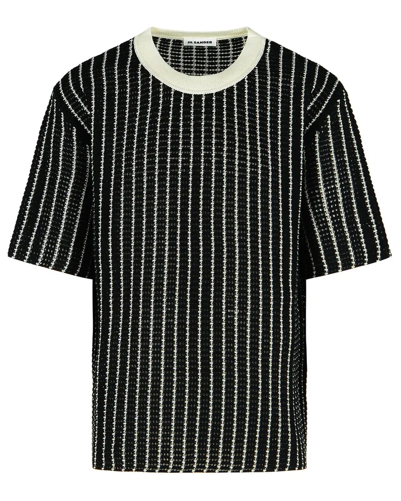 Jil Sander Crochet“ schwarzes Baumwoll-T-Shirt Black
