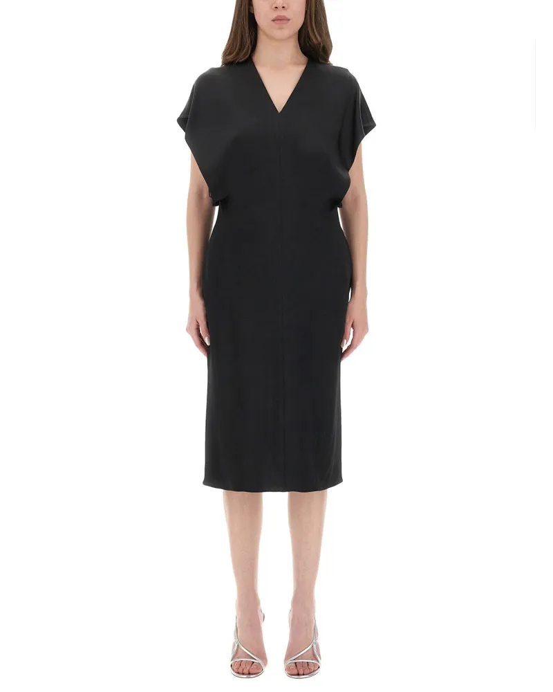 Stella McCartney Stella Mc Cartney Midi Kleid mit Flügelärmelen Black