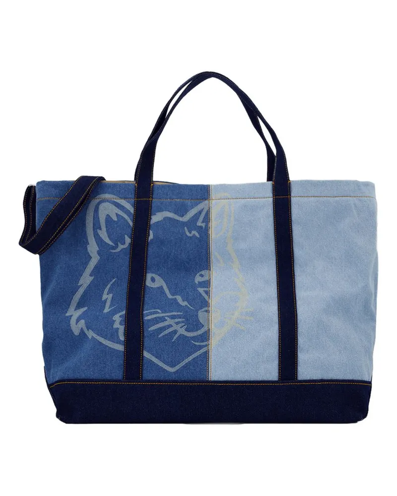 Kitsuné Fox Head Weekender Shopper Bag  Denim Blau Blau