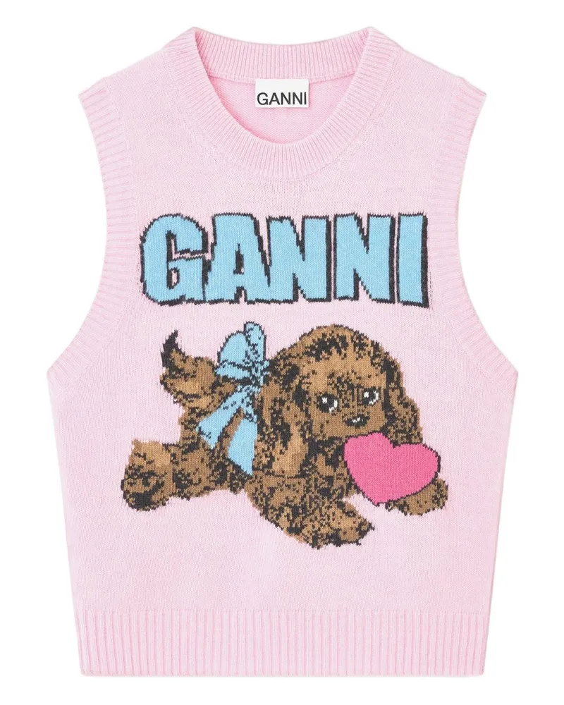 Ganni Welpenliebe Wollweste Pink