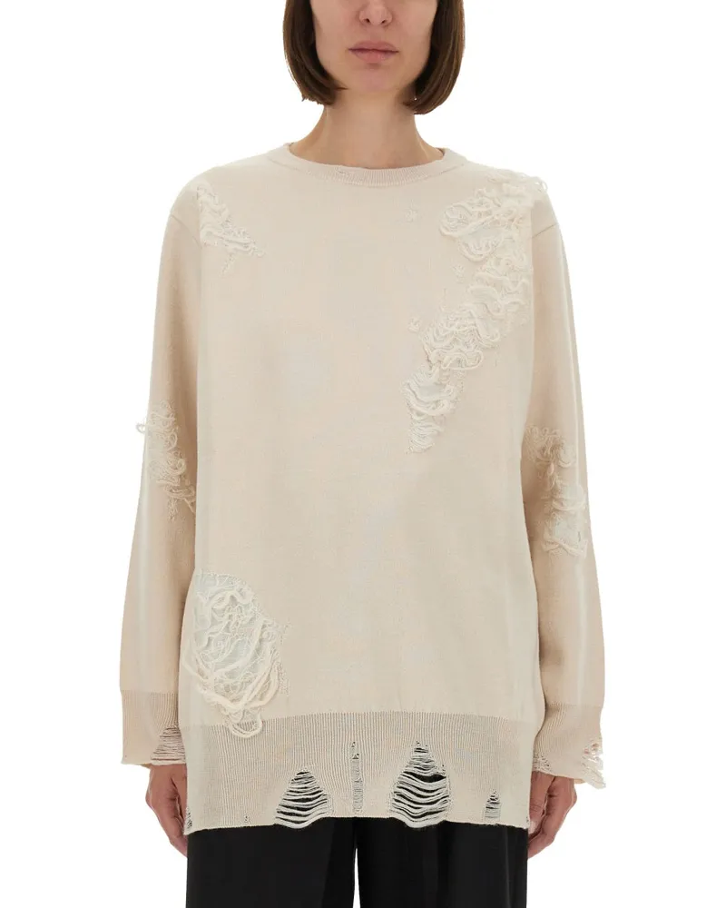 Maison Margiela Mesh mit abgenutzten Effektdetails Ivory