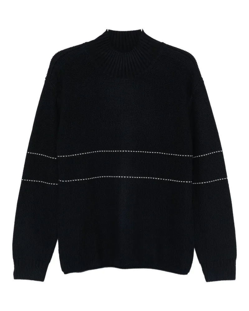 Emporio Armani Wollpullover mit Rundhalsausschnitt Blue