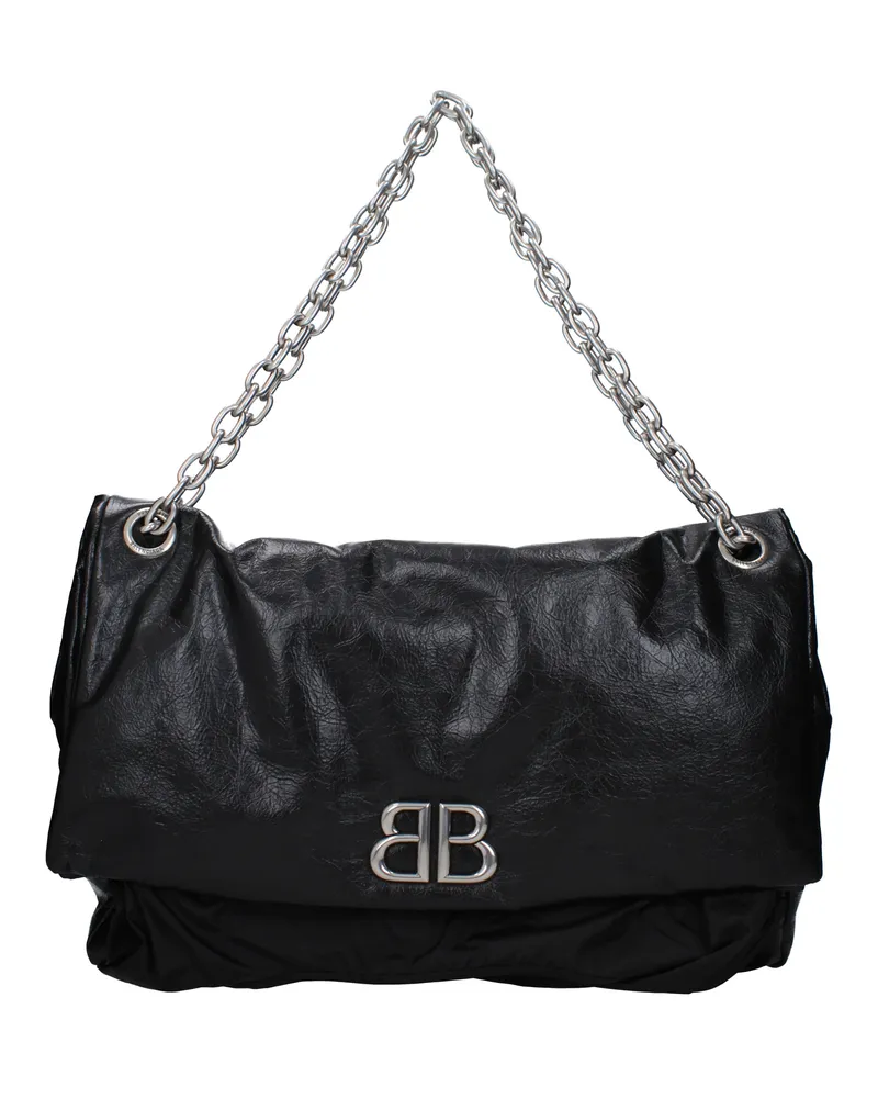 Balenciaga Monaco Chain Umhängetaschen Damen Leder Schwarz -