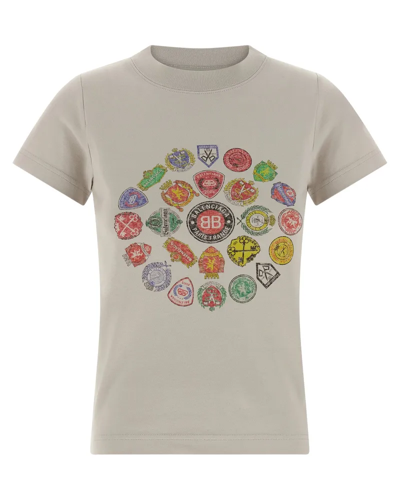 Balenciaga T-Shirt mit Logo-Print Gray