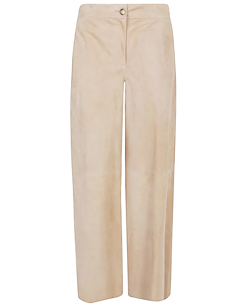 VIA MASINI 80 Über Masini 80 Wildleder -Lederhose Beige
