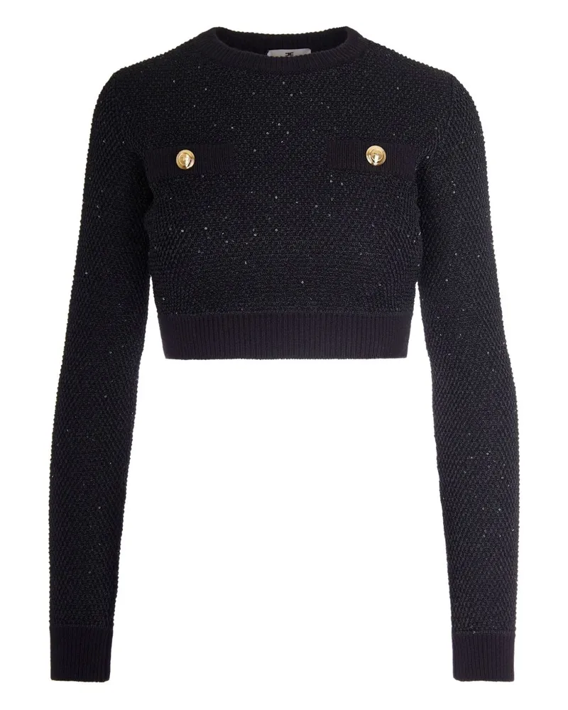 Elisabetta Franchi Woll Crewneck -Pullover Black