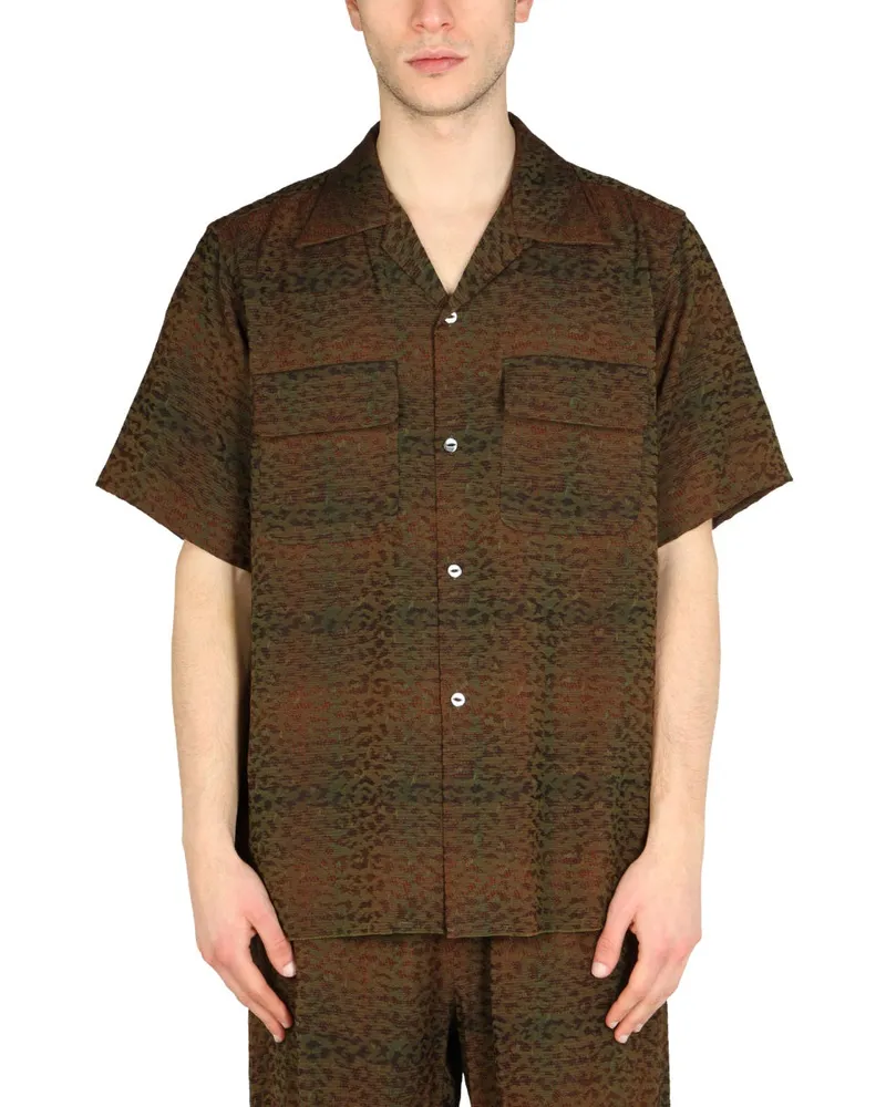 NEEDLES Nadeln Animier Printhemd Brown