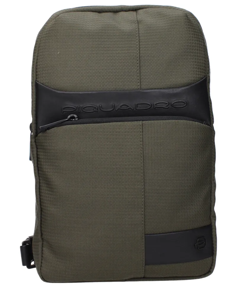 Piquadro Herrens Umhängetasche aus grünem/schwarzem Stoff -