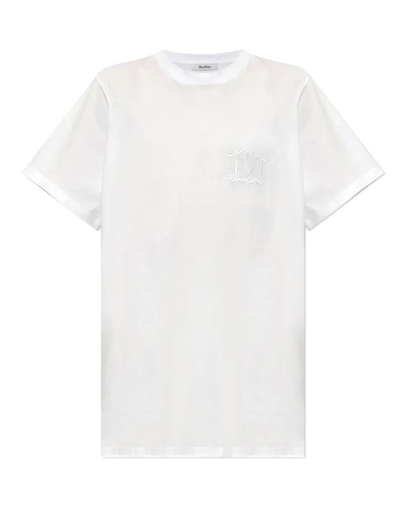 Max Mara Mango Logo gesticktes Baumwoll -T -Shirt White