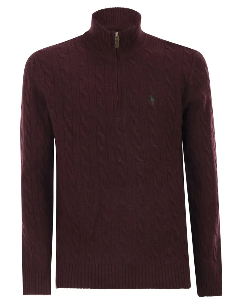 Ralph Lauren Zopfstrickpullover aus Wolle und Kaschmir Bordeaux
