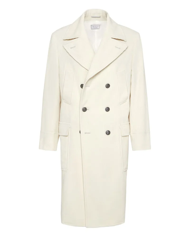 Brunello Cucinelli Cashmere Samtmantel White