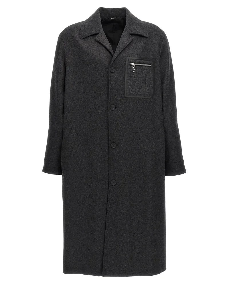 Fendi Single Breasted Cashmere Mantel Gray