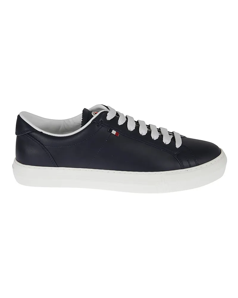 Moncler Monaco Leder -Turnschuhe Blau