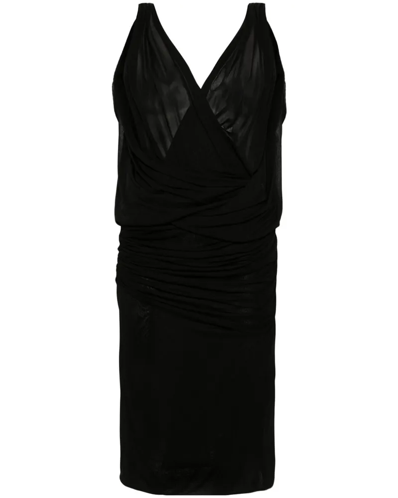Saint Laurent gegen Hals -Mini -Kleid Black