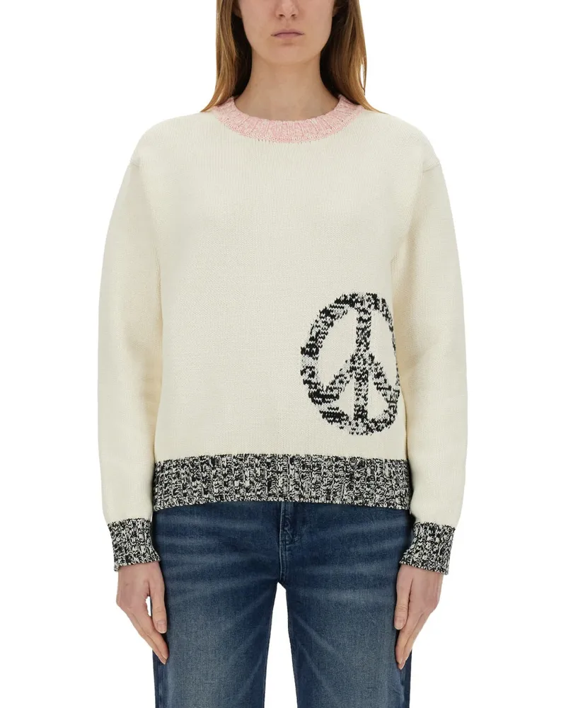 Moschino Moschino -Jeans -Netz mit Inlay -Muster Ivory