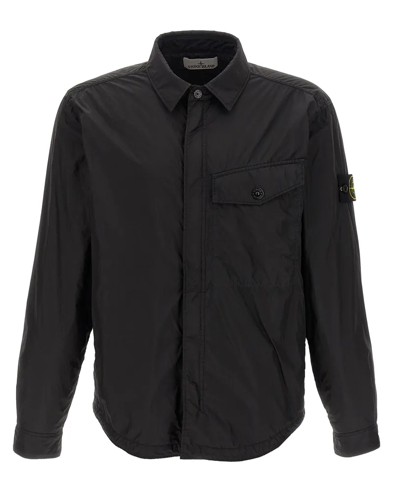 Stone Island Kleidungsstück gefärbt Crinkle Reps NY' Jacke Black