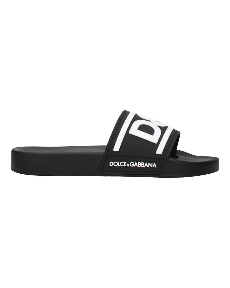 Dolce & Gabbana Pantoffeln und Hufe Männer Gummi schwarz/weiß -