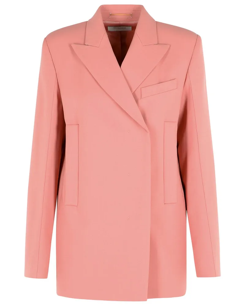 SPORTMAX Gerader -Blazer 'Esule' aus altrosafarbener Schurwolle Pink