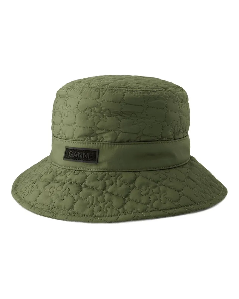 Ganni Gesteppter Tech Bucket Hut  Synthetic Khaki Khaki