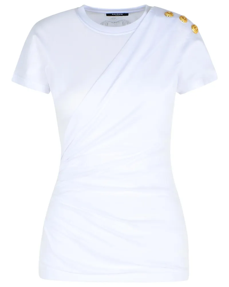 Balmain weiße Baumwoll -T -Shirt White