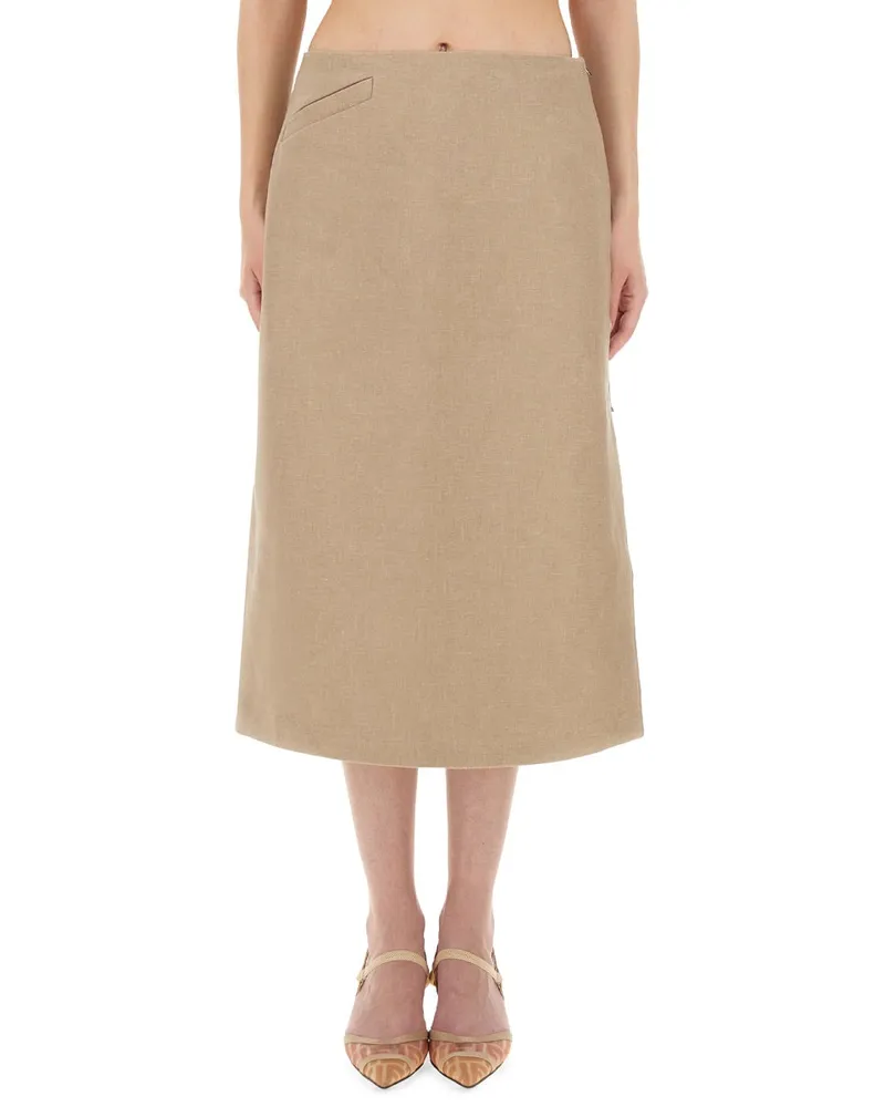 Fendi gewachter Leinenrock Beige