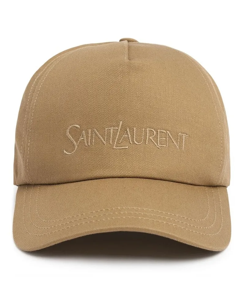 Saint Laurent Cotton Baseballkappe Beige