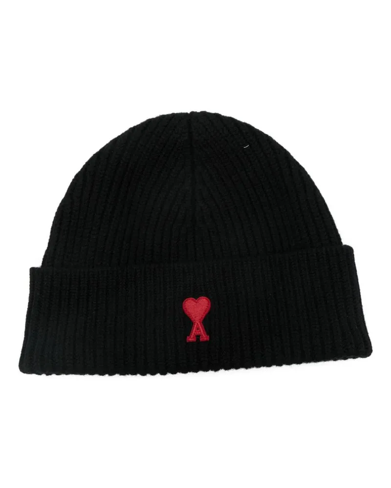 AMI Paris Ami de Coeur Wolle Beanie Black