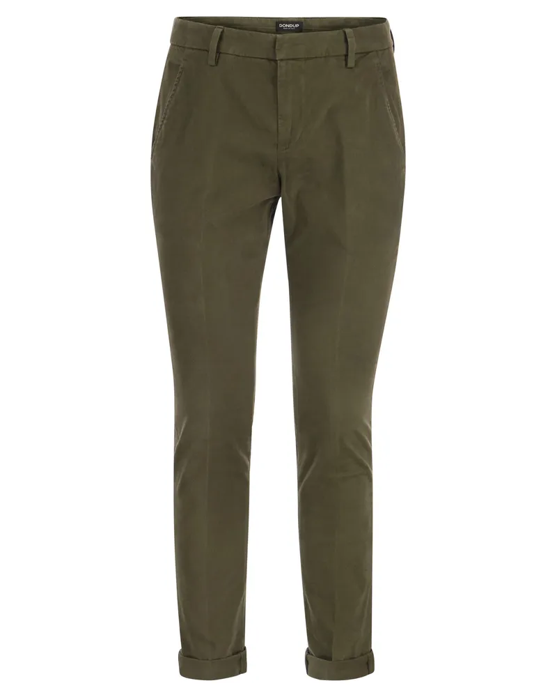 Dondup GAUBERT SLIM FIT GABARDINE HOSEER Militärgrün