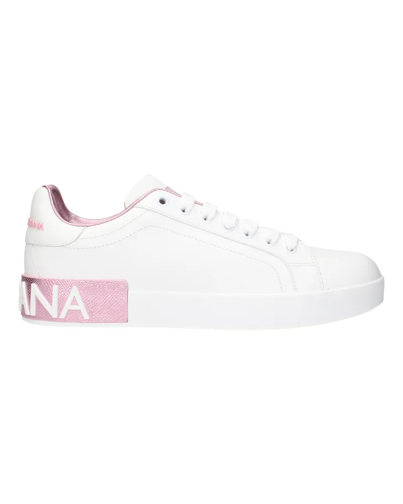 Dolce & Gabbana Dolce&Gabbana Sneakers Portofino Damens Weiß/Rosa Leder -