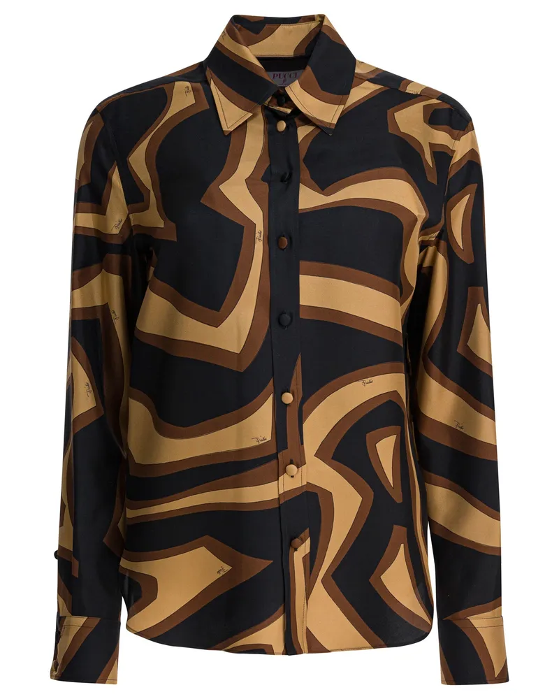Emilio Pucci Seidenhemd mit Labirinto-Print Black