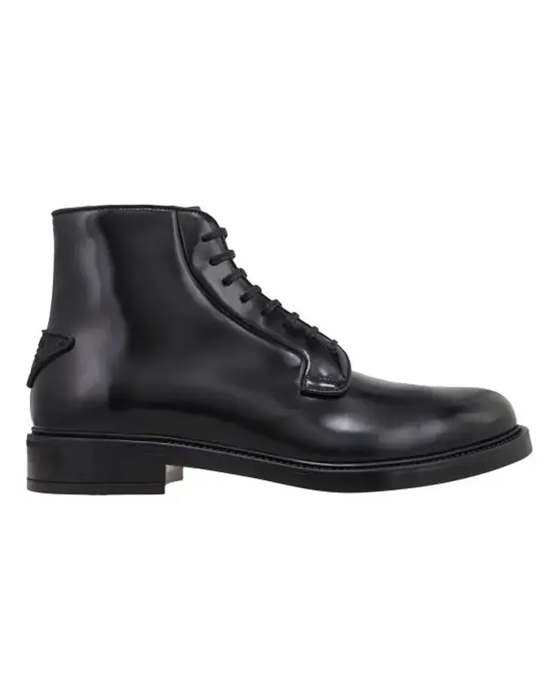 Prada Leder Schnürstiefel Schwarz