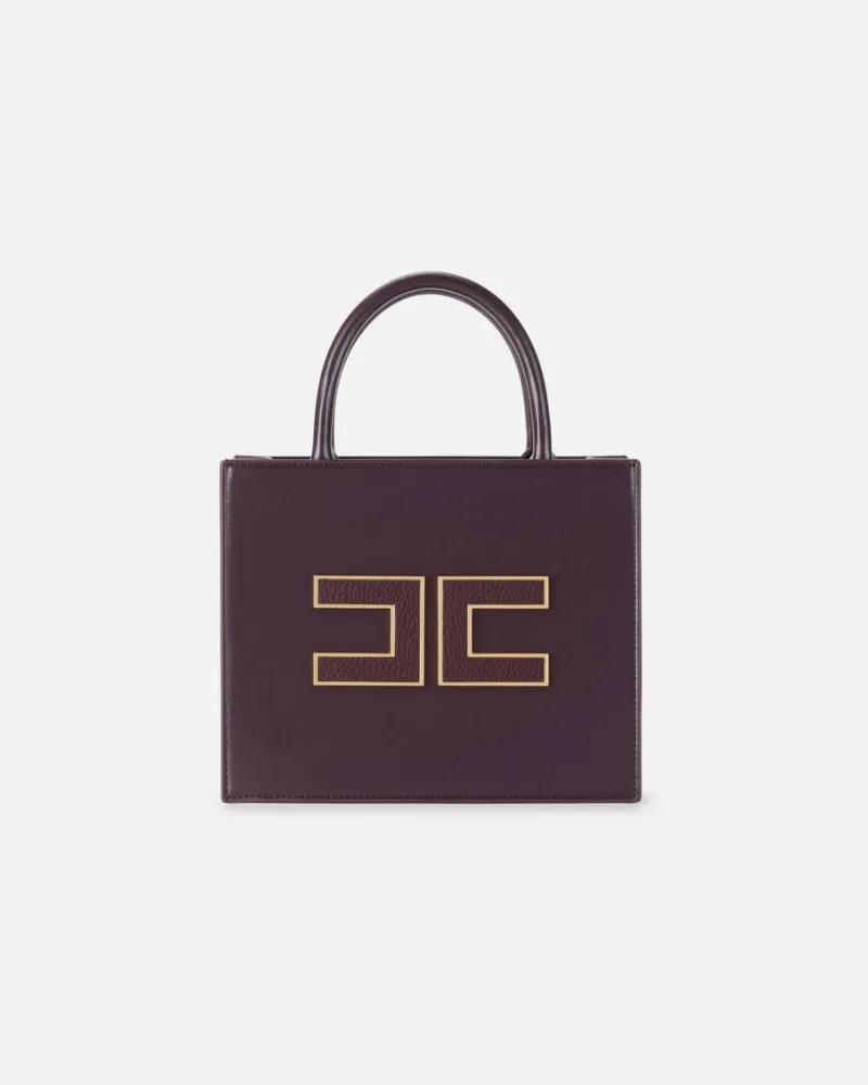 Elisabetta Franchi Small Tote mit Logo Vino