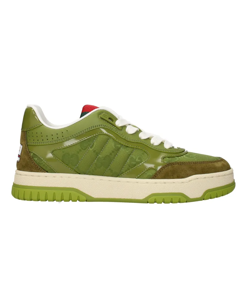 Gucci Damens Re Web Sneakers aus grünem Stoff -