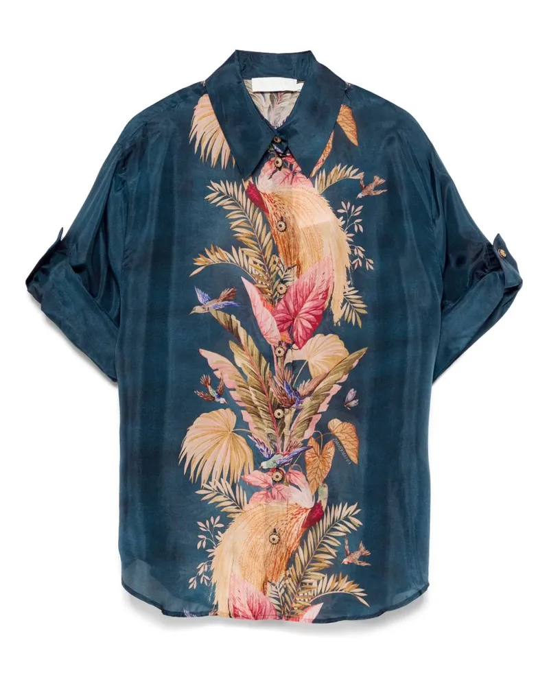 Zimmermann Ascension bedrucktes Seidenhemd Blue