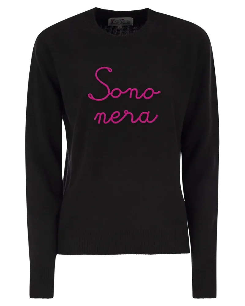MC2 Saint Barth Wolle und Kaschmir -Mischpullover mit Stickerei Sono Nera Black