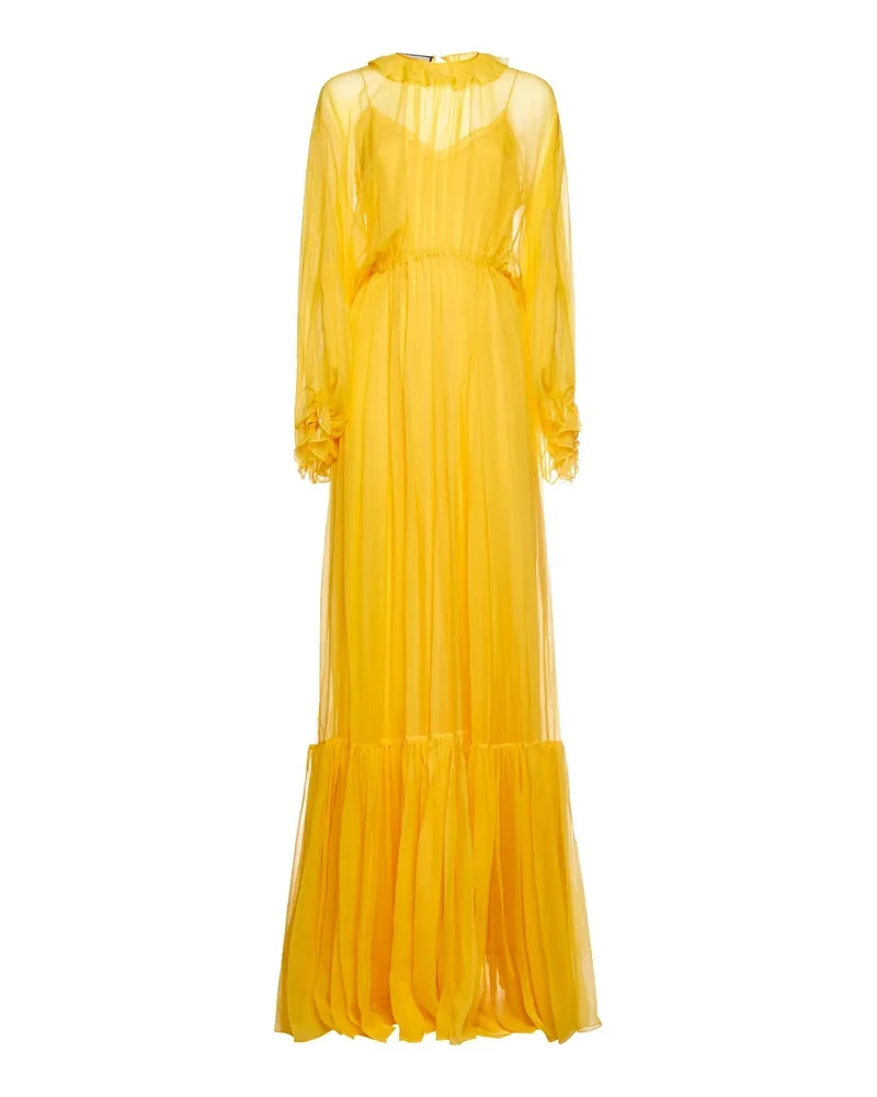 Gucci Silk Long Kleid Gelb