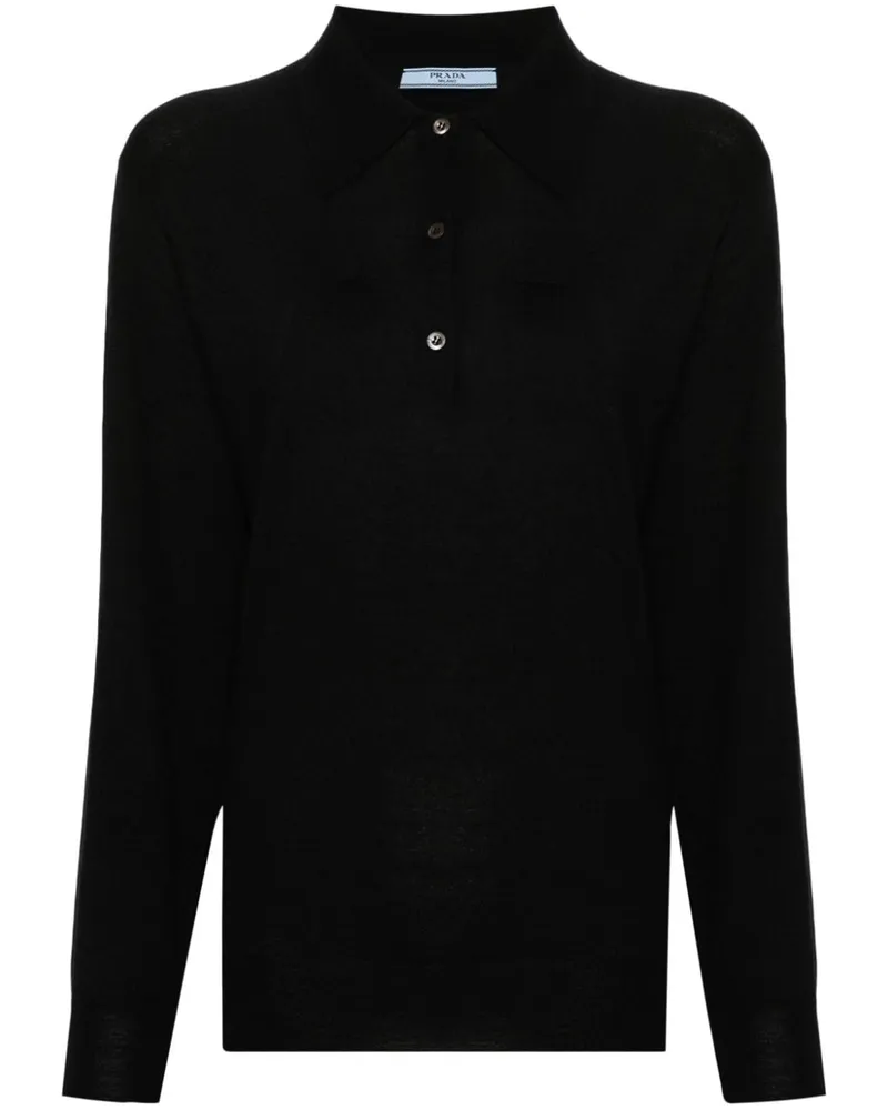Prada Cashmere Polo Shirt Black