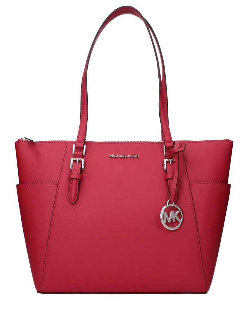 Michael Kors Charlotte Damens Umhängetasche Leder Rot/Dunkle Himbeere -