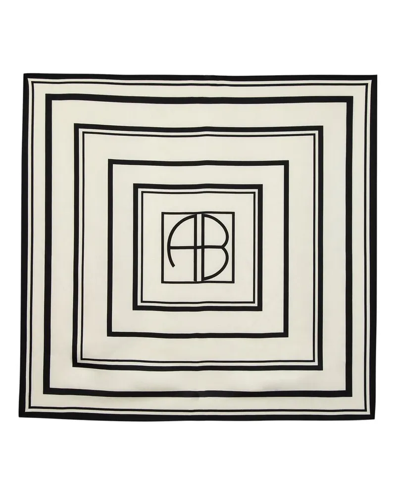 Anine Bing York Monogramm Schal  Seide gedruckt Gedruckt