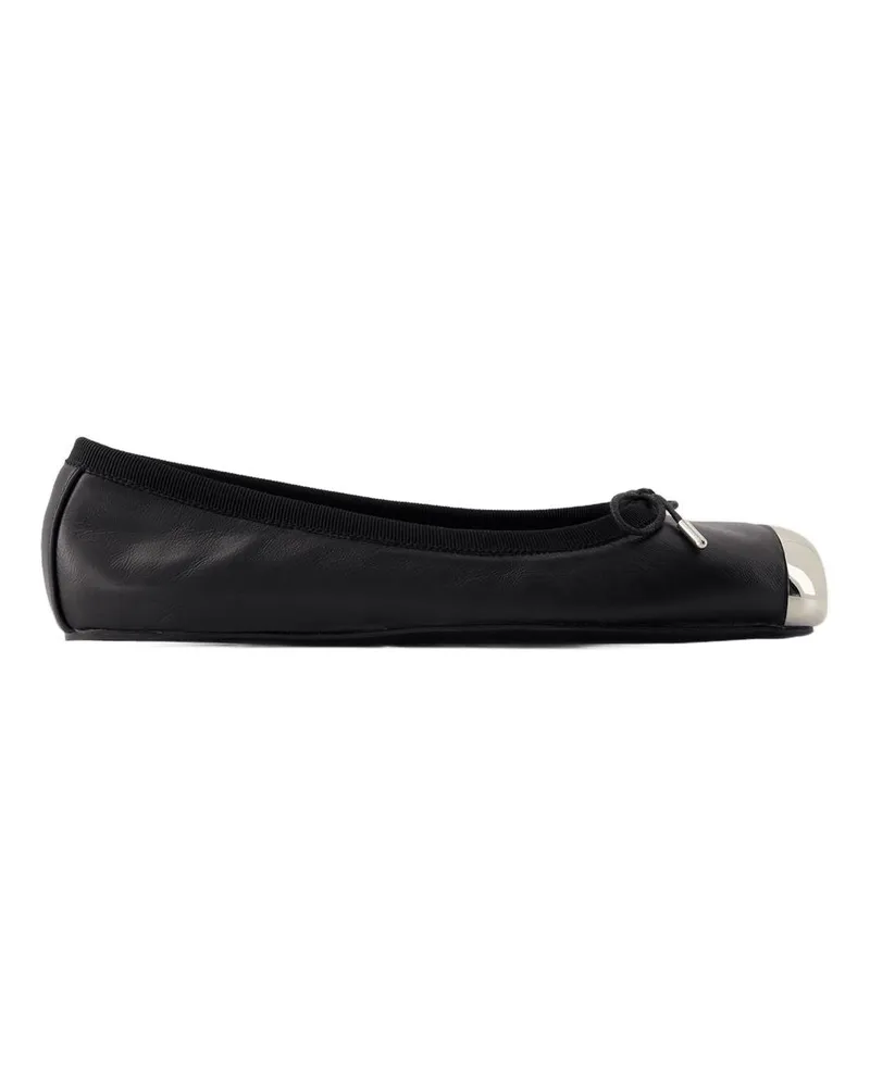 Alexander McQueen Punkballett Flats  Leder schwarz/silber Black