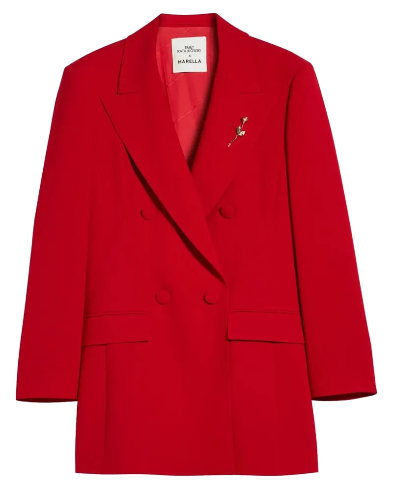 MARELLA Red Blazer in Cady Crêpe White