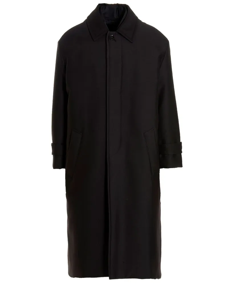 Valentino Garavani Valentino Pink PP Collection Reversible Long Coat Black