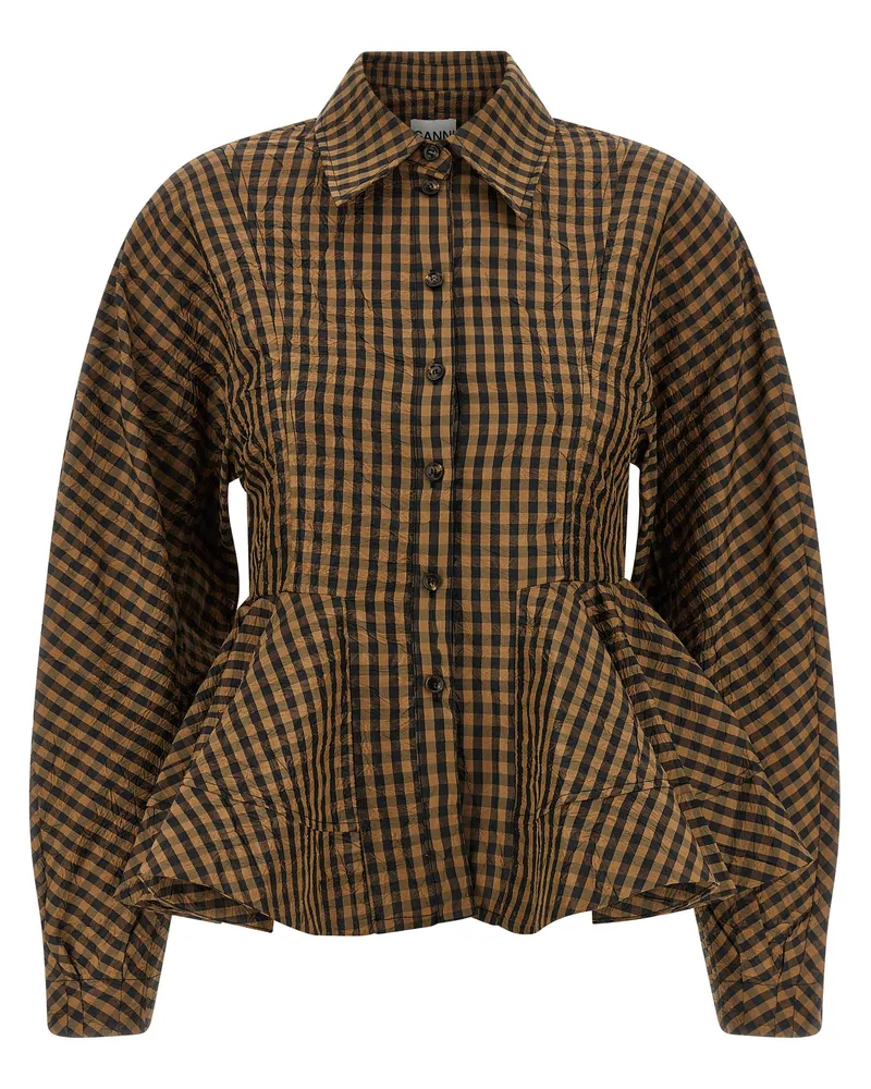 Ganni Bluse „Crinckled Taffetà Brown