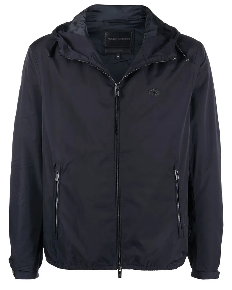 Emporio Armani mit Kapuze -Blouson -Jacke Blue