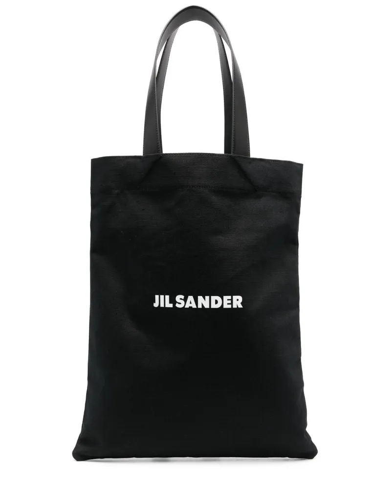 Jil Sander Book Tote Tote Canvas Einkaufstasche Schwarz