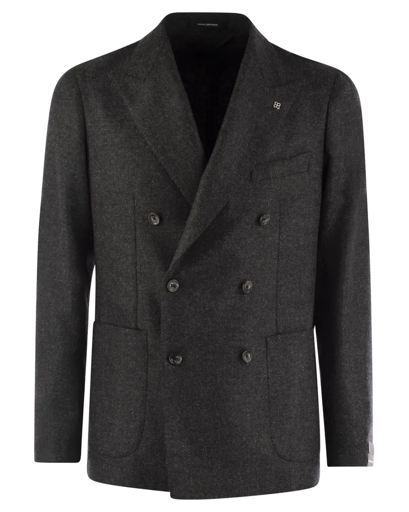 Tagliatore Wolle und Kaschmir -Doppelbrustjacke Anthracite