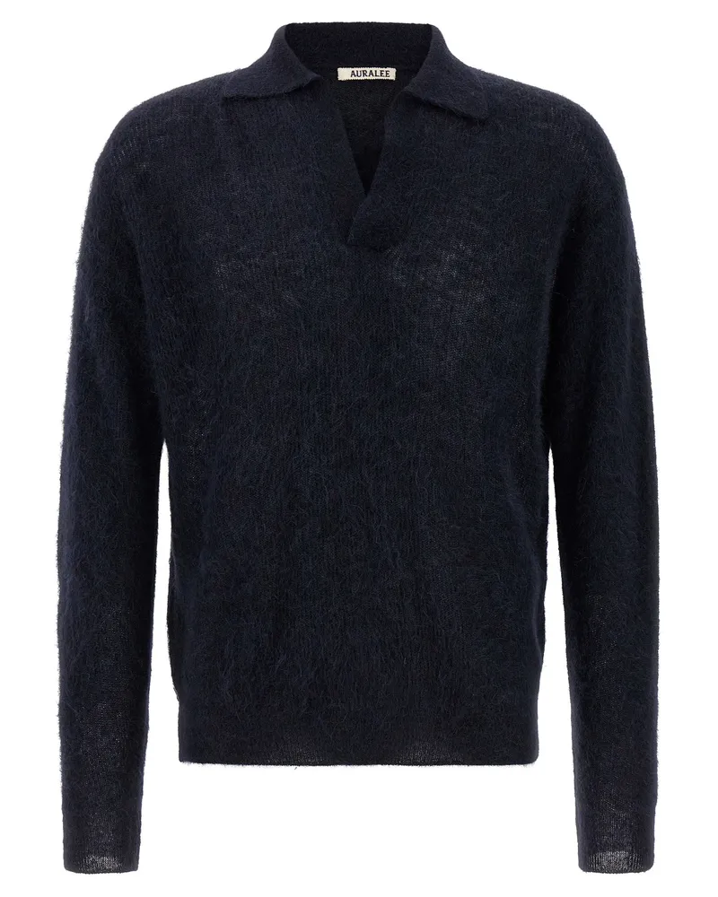 AURALEE Tam-Garn-Poloshirt Blue