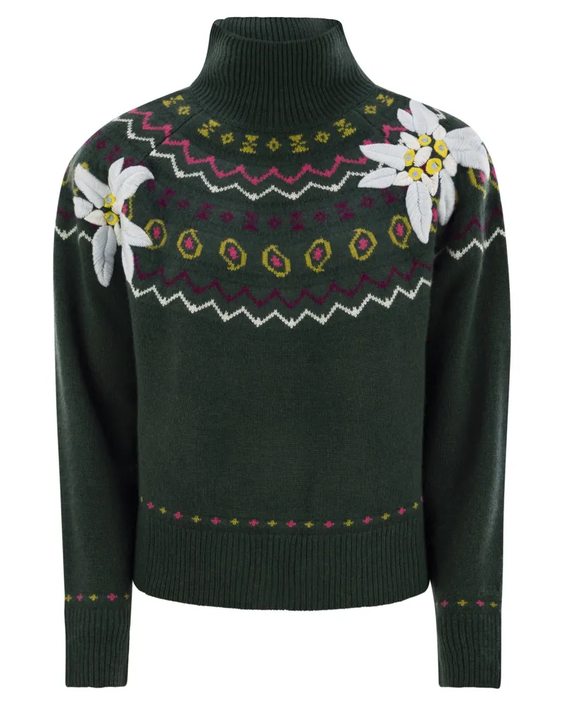 MC2 Saint Barth Wool Blend Jumper mit Stickerei Green
