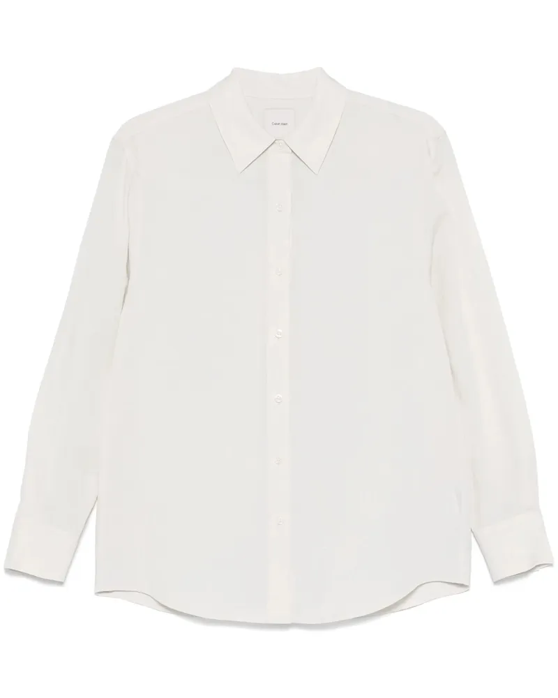 Calvin Klein Hemd in Leinen und Lyozell White