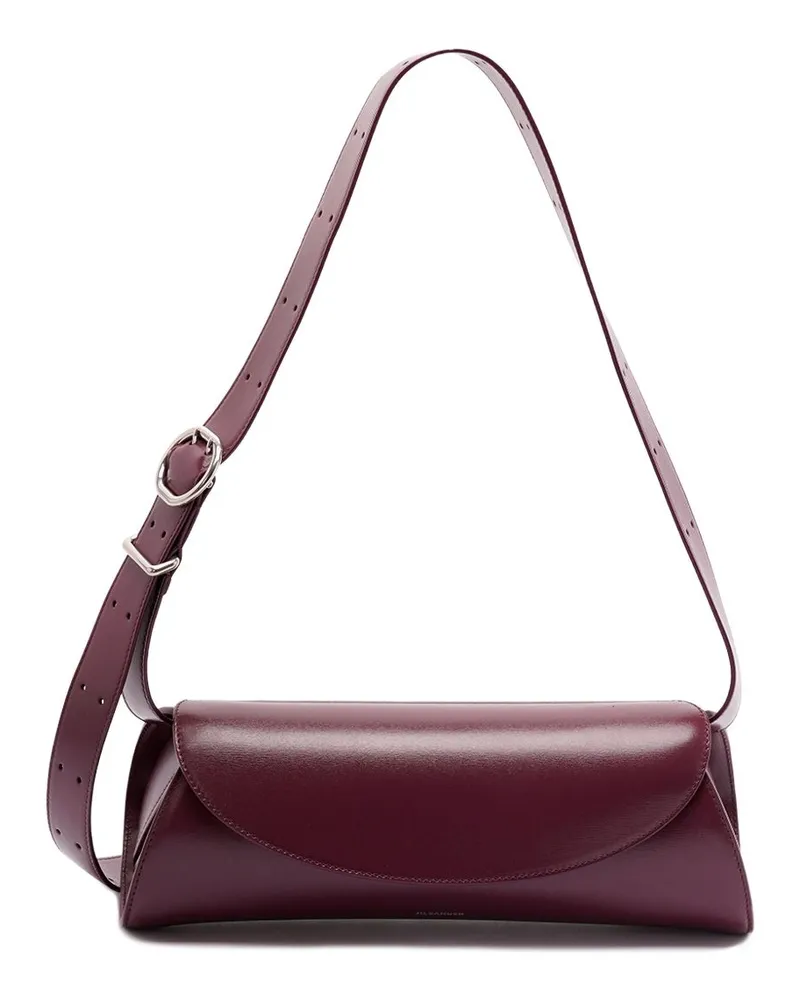 Jil Sander Cannolo kleiner Leder -Umhängetasche Bordeaux